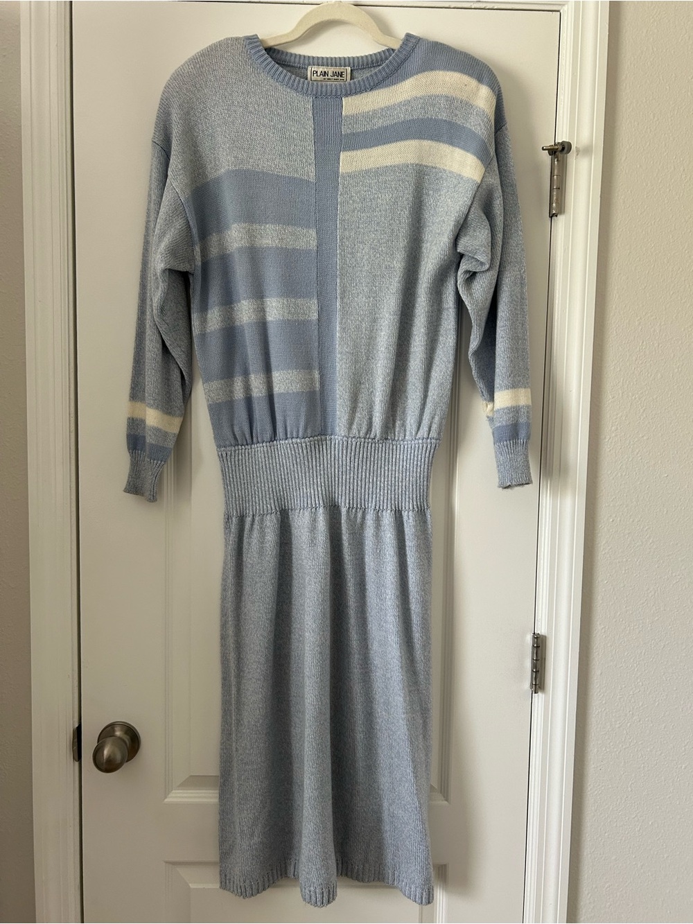 Plain Jane by Sweet Baby Jane Vintage 80s Colorblock Striped Knit Sweater Dress